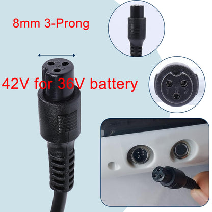 EVAPLUS 42V 2A Fast Charger with 3-Prong 0.31" Plug | for 36V Lithium Batteries- Compatible with Pocket Mod, Sports Mod, Electric Scooters