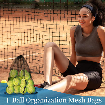 COIDEA 6 Pcs Mesh Bags Drawstring, 14x17 Inch with Lock, Multipurpose Storage Bags for Gym, Balls, Beach, Laundry (Black)