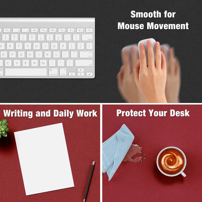 Hsurbtra Desk Pad, 31.5" x 15.7" Dual Side PU Leather Desk Mat, Waterproof Non-Slip Desktop Blotter Protector, Large Mouse Pad for Laptop Keyboard Office Home, Black and Red