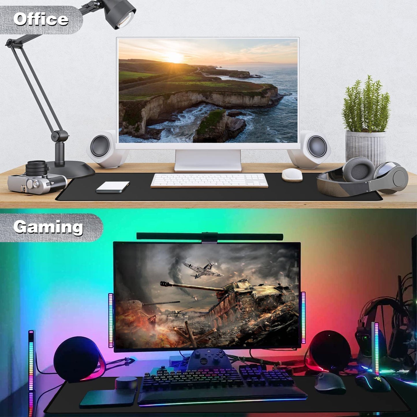 ETZ Large Gaming Mouse Pad 31.5 x 11.8 × 0.12 in,with Stitched Edges,Extended Mousepad,Durable Non-Slip Natural Rubber Base,Washable Keyboard Pad, (Black Mouse Pad (80 * 30)-XIU)