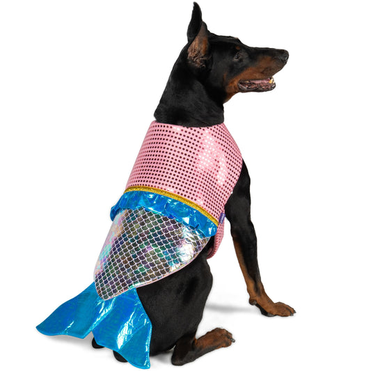 cyeollo Dog Costumes for Large Dogs Sparkly Mermaid Cosplay Clothes Pet Costme Birthday Party Outfit Dog Halloween Costumes Size XL