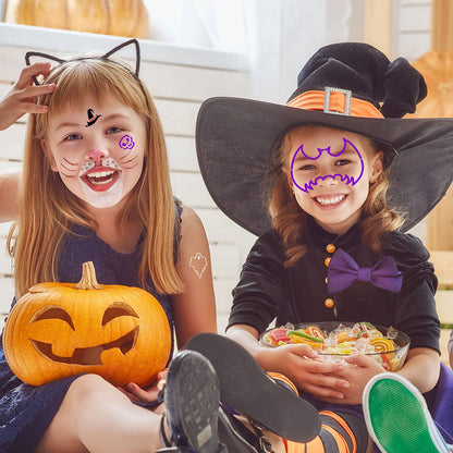 Containlol 40 Pcs Halloween Face Paint Stencils Face Painting Kit Include 30 Pumpkin Paint Stencils Masquerade Painting Stencil Bat Face Stencils 10 Paint Brushes for Face Drawing Makeup Holiday Party