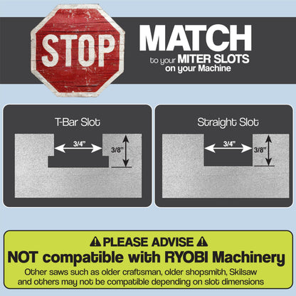 Fulton Precision Table Saw Miter Gauge With Positive Stops | Standard Slot - 3/4” x 3/8” | Steel Bar w/Adjustable Spring Loaded Plungers & Removable Retaining Disc | Woodworking Table Saw Accessories