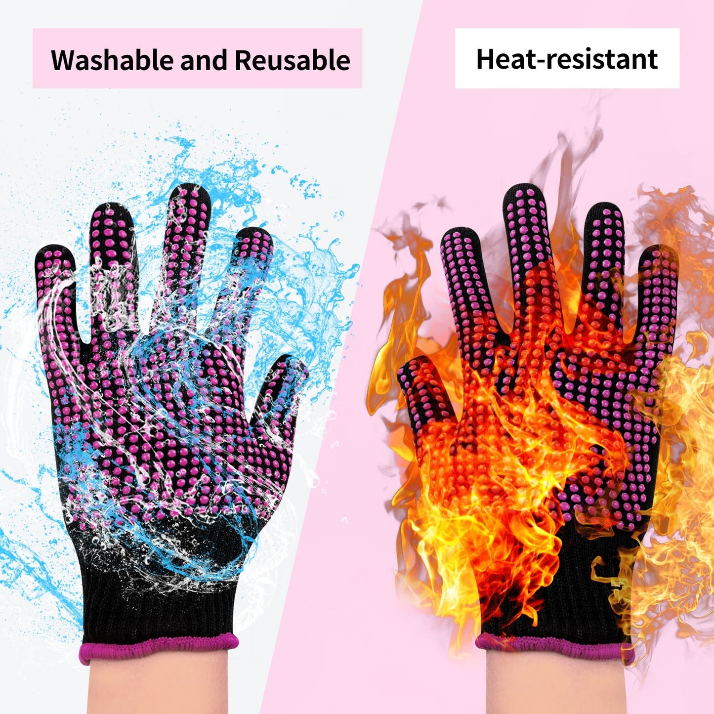 HTVRONT Heat Resistant Gloves for Sublimation - 2Pcs Heat Gloves for Sublimation with Silicone Bumps, Heat Resistant Work Gloves for Women, Universal Fit Size