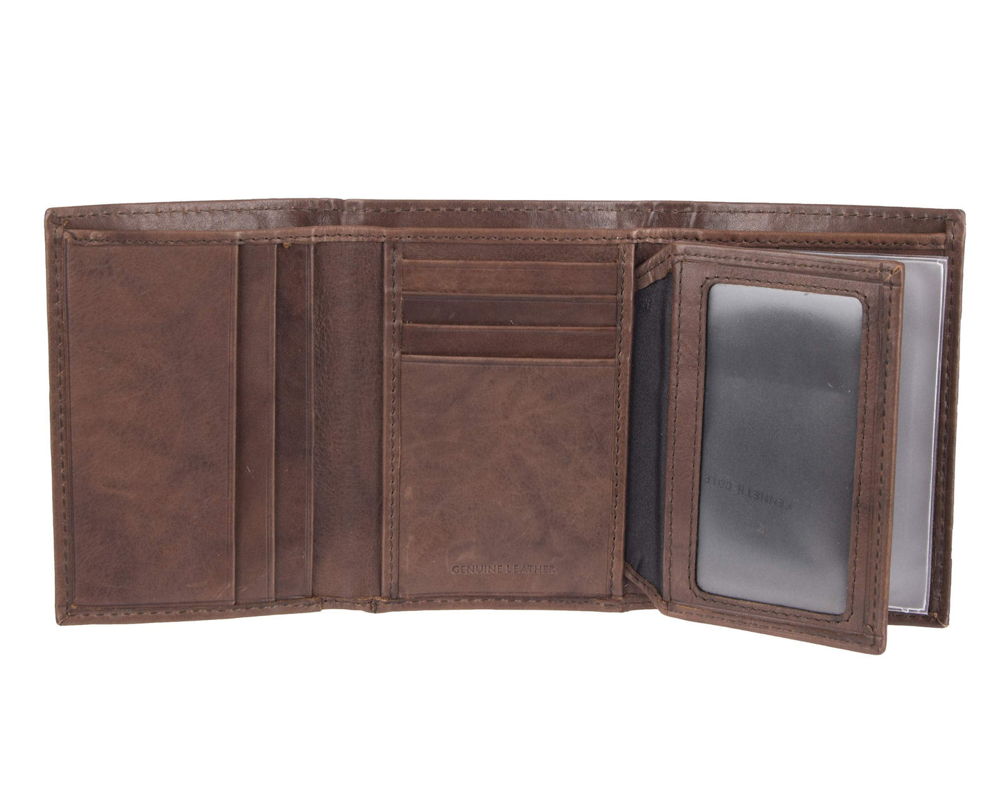 Kenneth Cole REACTION mens - Rfid Genuine Leather Slim Trifold With Id Window and Card Slots Wallet, Brown, One Size US