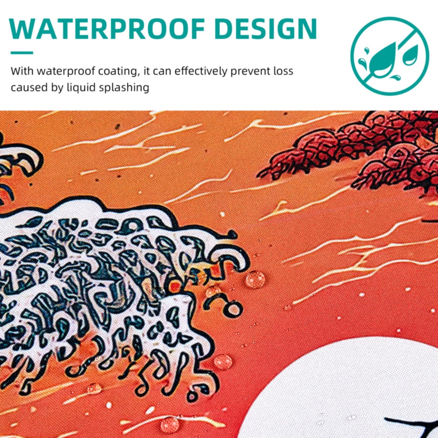 Hopipad Japanese Sea Waves Large Gaming Mouse Pad for Desk, Desk Mat with Seamed Edges, Waterproof Desk Pad, Non-Slip Rubber Base, 31.5x11.8 Inch Keyboard Pad Computer Mat, Big XL Mousepad