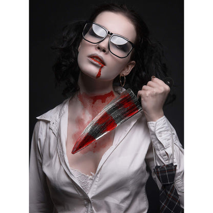 7 Halloween Sheets Scar Tattoo Stickers with Halloween Fake Knife for Halloween Party Costume