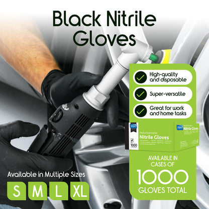 Inspire Black Nitrile Gloves | THE ORIGINAL Quality Black Disposable Glove Latex Free | 4.5 Medical Cooking Cleaning Mechanic Case of 1000 size M