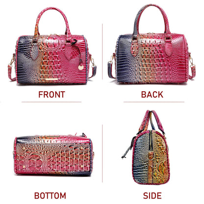 Makcr Joacbv Top-Handle Crocodile Purses For Women Crossbody Leather Bags Trendy Large Capacity Tote with Shoulder Strap