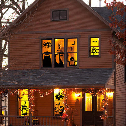DIYASY Halloween Large Window Decoration Clings,5 Monster Silhouette Window Stickers Decals for Halloween Indoor,Room and Kids Party Decor