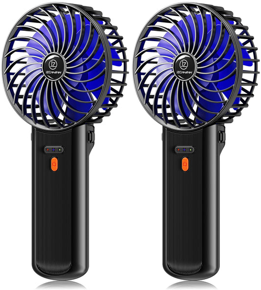 JZCreater 2Pack Mini Handheld Fan,Portable Hand Held Fan, 15H Cooling, Quiet 4 Speed, USB Rechargeable Battery Operated Desk Fan, Small Electric Fan for Travel Outdoor Home Office Makeup, Black 02