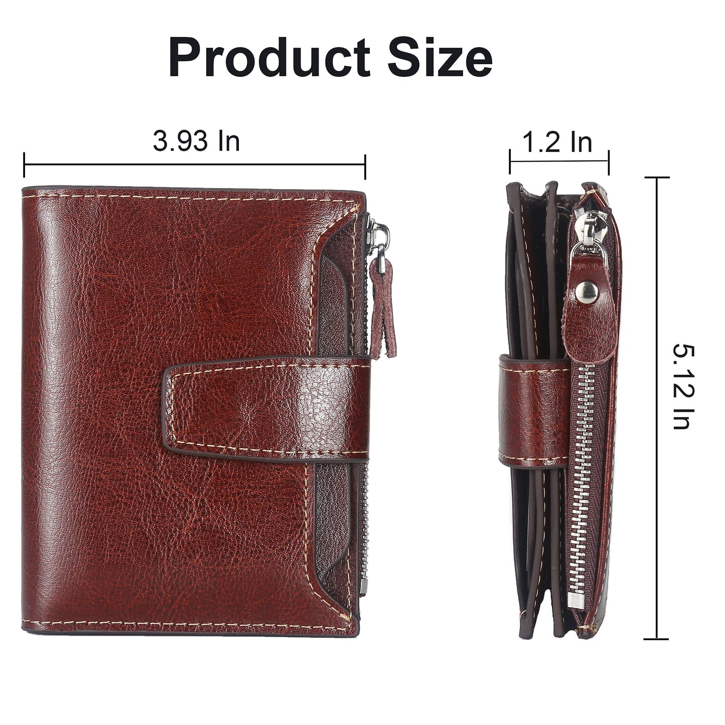 Lavemi Small Compact Women Wallet RFID Blocking Genuine Leather Bifold Purse with ID Windows(Coffee)