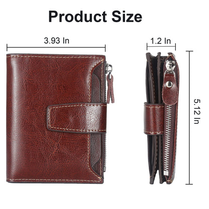 Lavemi Small Compact Women Wallet RFID Blocking Genuine Leather Bifold Purse with ID Windows(Coffee)