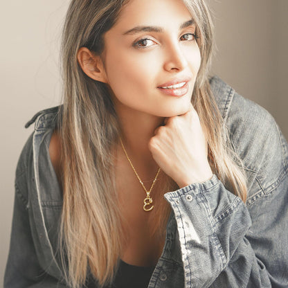 EUDORA 18K Gold Plated Sterling Silver E Initial Necklaces for Women, Gold Dainty Classic 26 Letter E Pendant Monogram Necklace Jewelry Birthday Mothers Day Gifts for Women Mom,18inch Chain