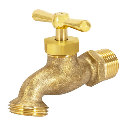 Eastman Irrigation Hose Bibb, 1/2 Inch MIP x 1/2 Inch MHT Outdoor Spigot, Brass Garden Valve, 20181