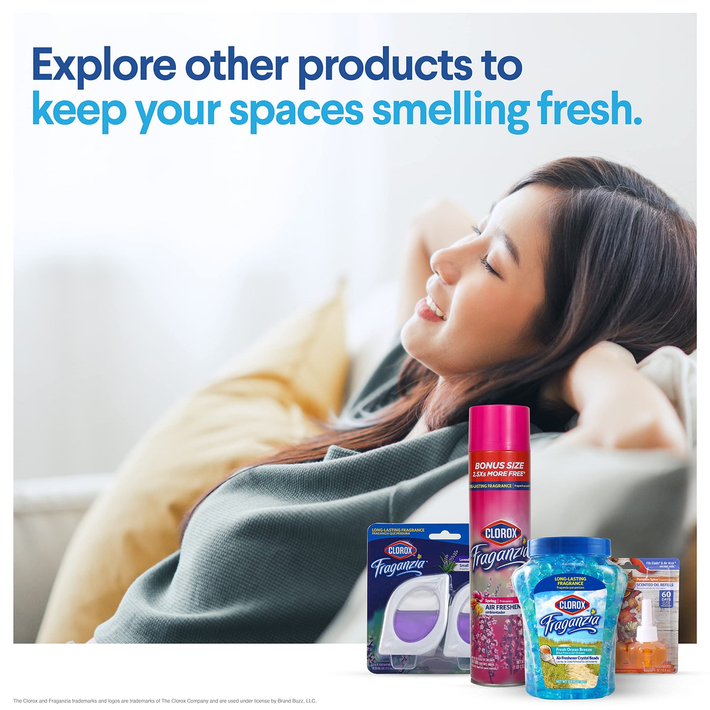 Clorox Fraganzia Crystal Beads Air Freshener in Lavender with Eucalyptus Scent - Long-Lasting Room Deodorizer - Odor Eliminator Gel Beads to Freshen Home, Car, or Office, 12 Fl Oz