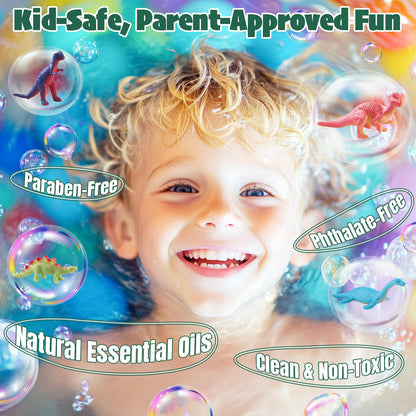 JuraFizz Dinosaur Bath Bombs for Kids with Surprise Inside, 20 Pack Natural Dino Egg Bath Bombs with Exclusive Carnivorous & Herbivorous Dinosaur Toys, Birthday Party Favors for Boys, Girls