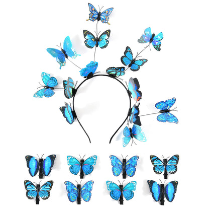 Gionforsy Butterfly Fascinator Headband Monarch Butterfly Crown Tea Party Halloween Costume Hairpin (Blue)