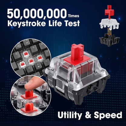 KOORUI 60% Mechanical Gaming Keyboard, Mixed Colors LED Backlit Ultra-Compact 68 Keys, Mini Wired Keyboard with Red Switch for Windows Laptop PC/Mac OS/Xbox