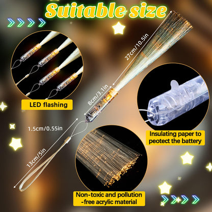 Kasyat 10 Pieces Fiber Optic Wand Light up Glow Stick LED Colorful Flashing Wands for Wedding, Halloween, Christmas Neon Party Favors Supplies(Clear)