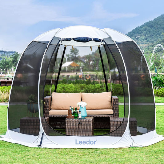 LEEDOR Pop Up Screen House, 4-6 Person Outdoor Screen Tent，Camping Screen Room with Carry Bag, Screen Gazebo with Mosquito Netting, Instant UV Resistant Sun Shelter for Garden, Patio, Backyard 10'x10'