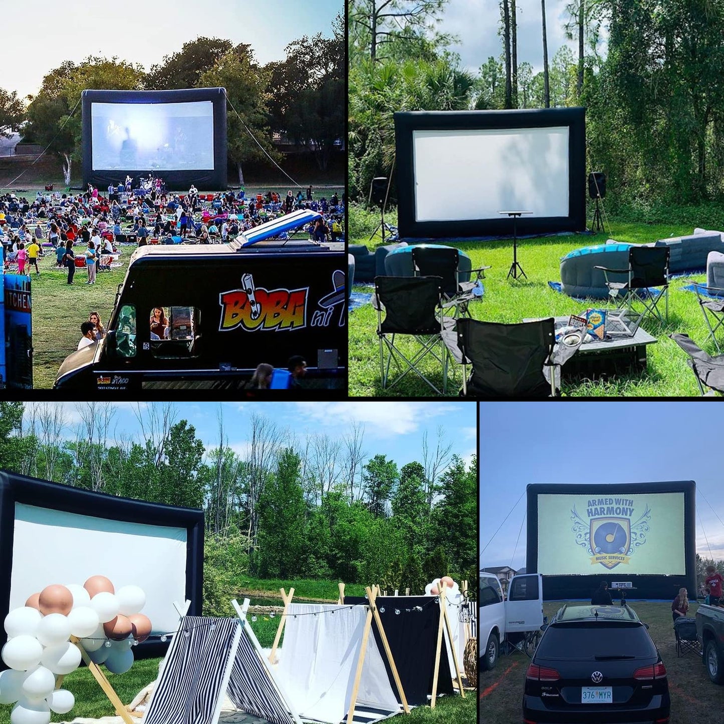 Inflatable Projector Screen - Outdoor Movie Screen Blow Up for Movie Parties Backyard Outside with Air Blower and Carry Bag, Front and Rear Projection (16FT with Blower)