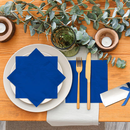 Cocktail Napkins 3-ply 80PCS Blue Beverage Napkin Disposable Paper Cocktail Napkins Dinner Napkins for Birthday Graduation Party Restaurant Bar Picnic