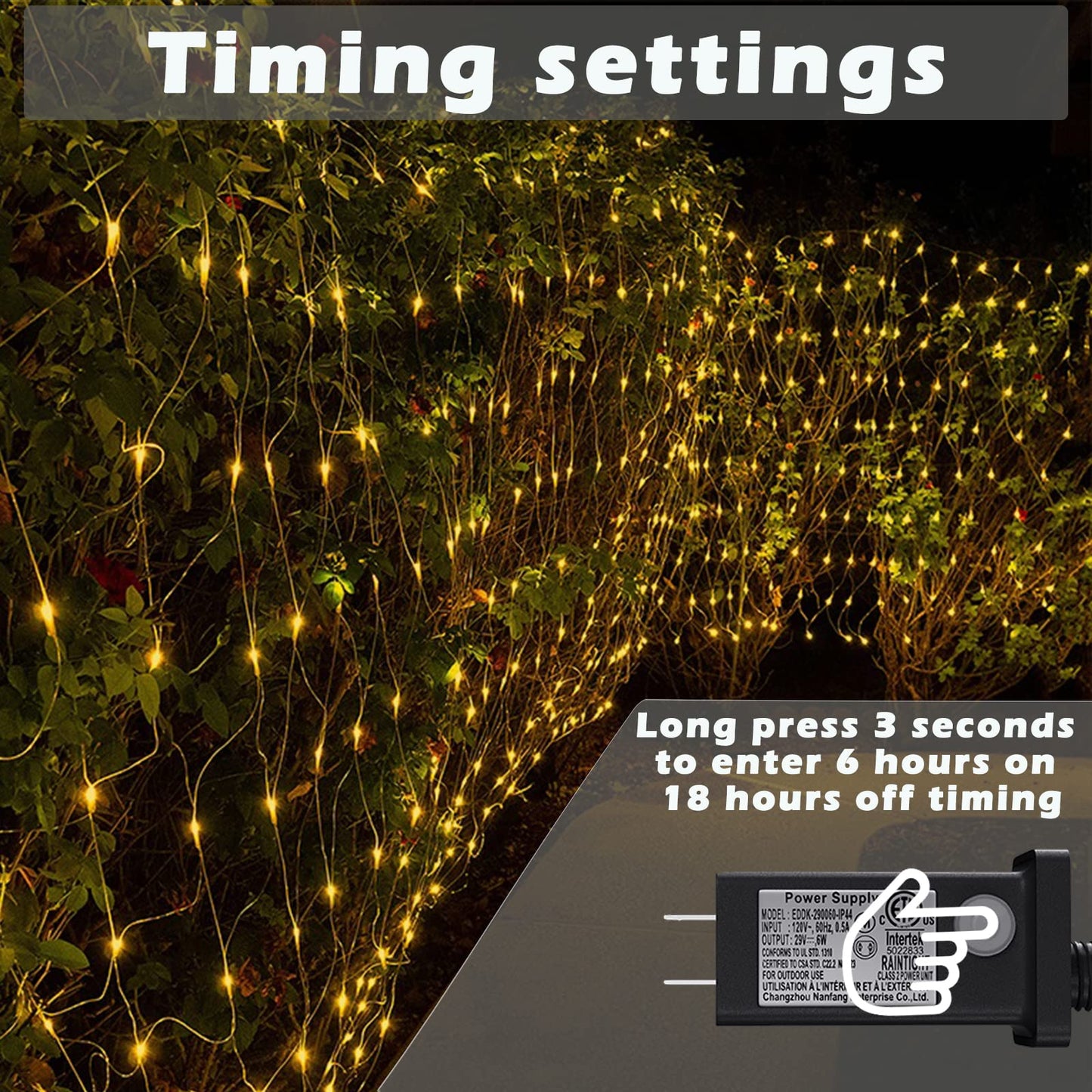 Eueasy LED Net Lights, 270 LED 10x10FT with Timer & 8 Lighting Modes, Outdoor Net Lights for Gazebo, Bush, Wedding, Holiday