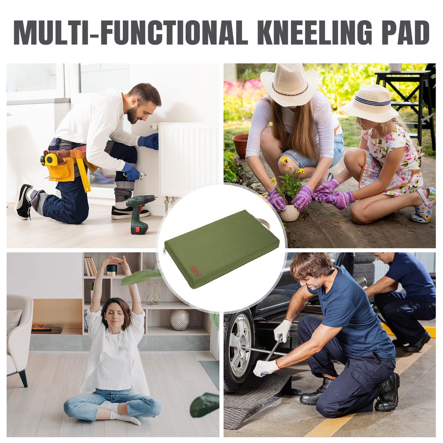 Large Knee Mat-Gardening Kneeler Pad-Thick Garden Sitting or Kneeling Pad Cushion-Construction Knees Support Board of Working,Repairing-Floor Knees Mat for Prayer,Fitness,Yoga,Gym & Pilates-Green