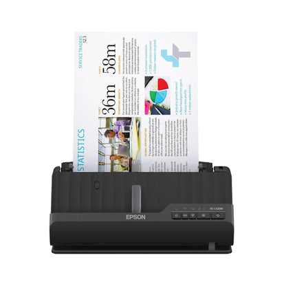 Epson - Workforce ES-C320W - Wireless Compact Desktop Document Scanner - 2-Sided Scanning and Auto Document Feeder - Paper and Card Scanner - Black
