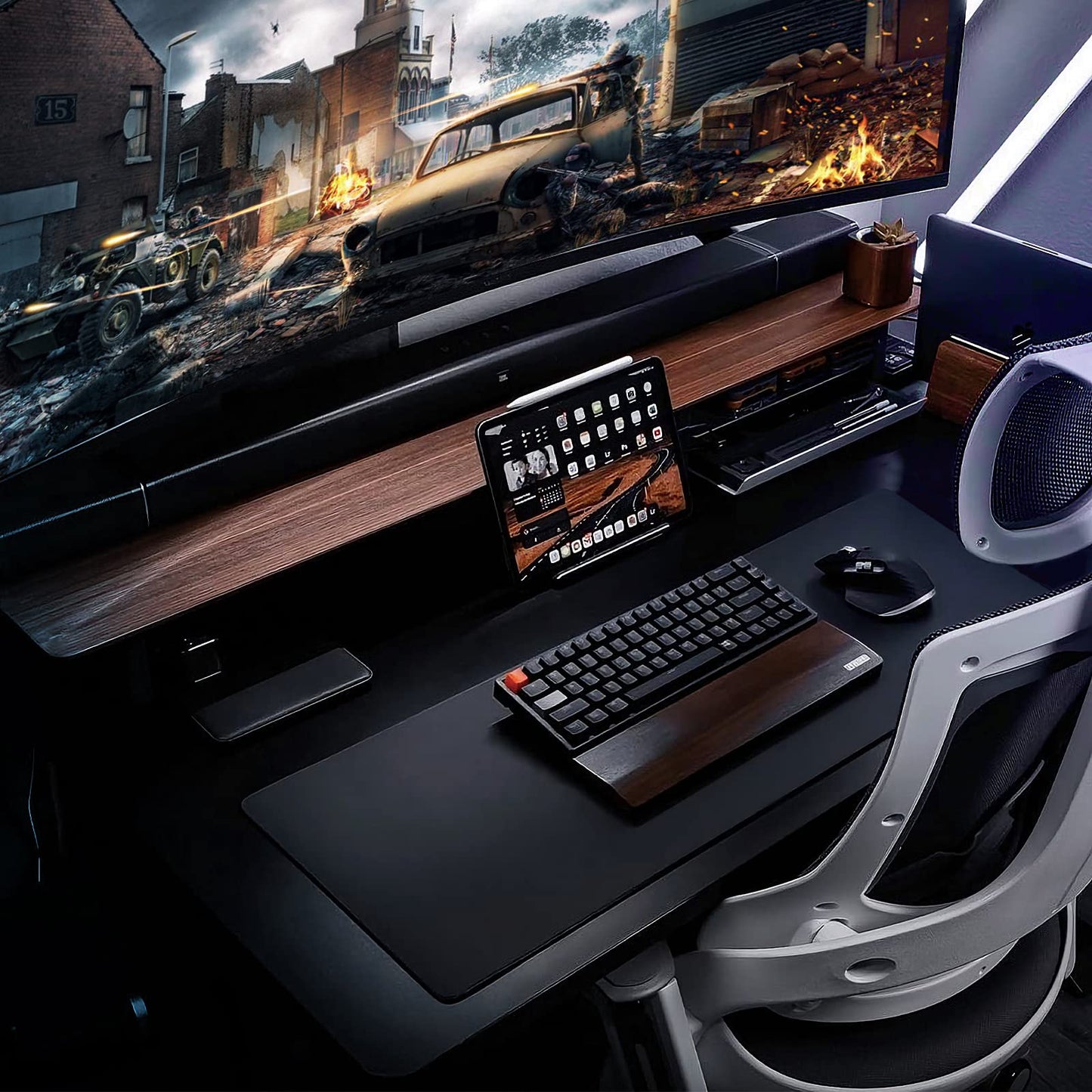 ETZ Large Gaming Mouse Pad 31.5 x 11.8 × 0.12 in,with Stitched Edges,Extended Mousepad,Durable Non-Slip Natural Rubber Base,Washable Keyboard Pad, (Black Mouse Pad (80 * 30)-XIU)