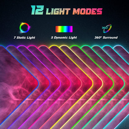 ITNRSIIET RGB Gaming Mouse Pad, Full Desk XL Extended Large Gaming Mousepad, 12 Lighting Modes, 30% Thicker, Big LED Desk Mat for Keyboard Computer Men Gamers Esports Pros, 32" x 12", Colorful Smoke