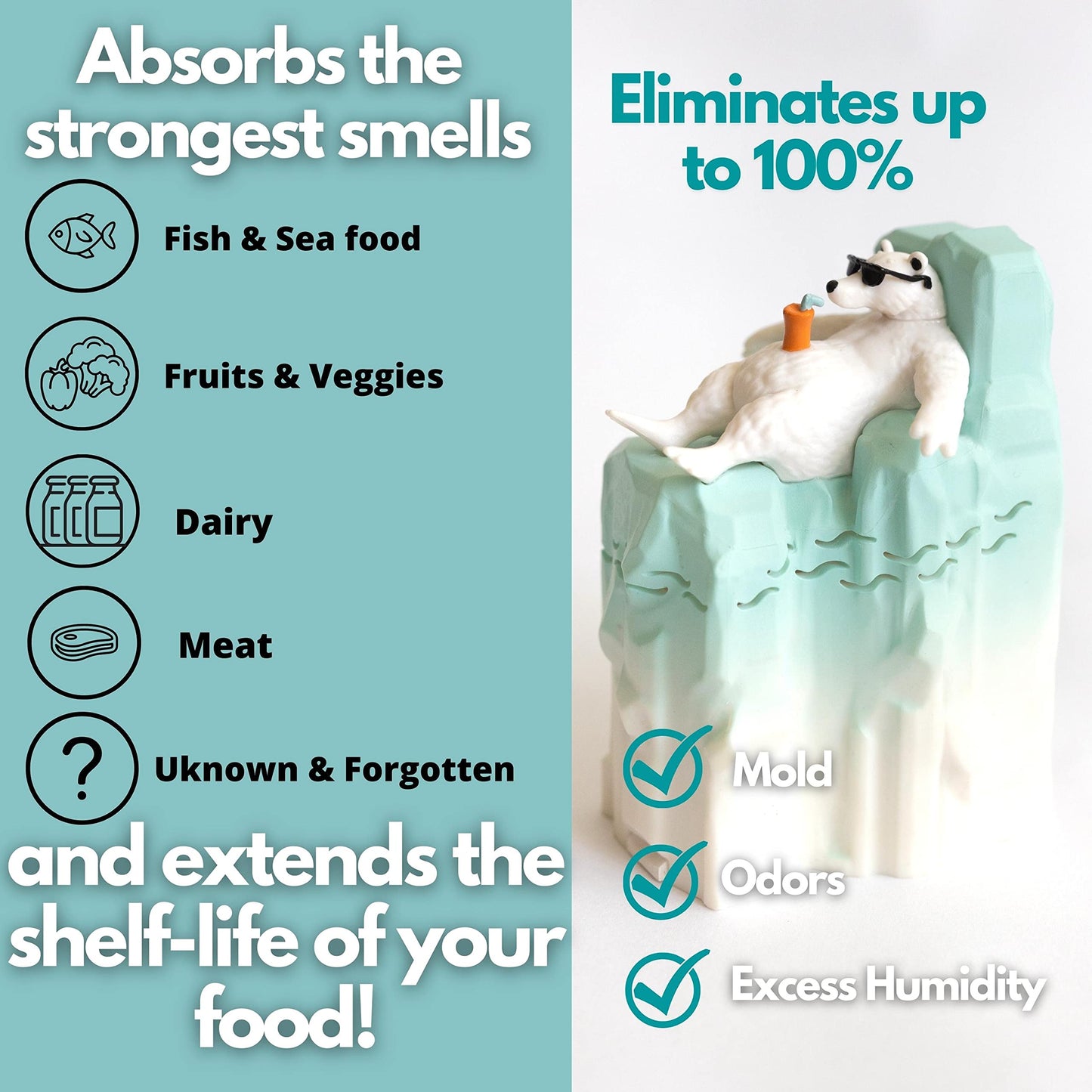 Joe Snow Fridge Baking Soda Deodorizer - Baking Soda Container | Baking Soda for Fridge and Freezer Odor Eliminator | Baking Soda Fridge Deodorizer