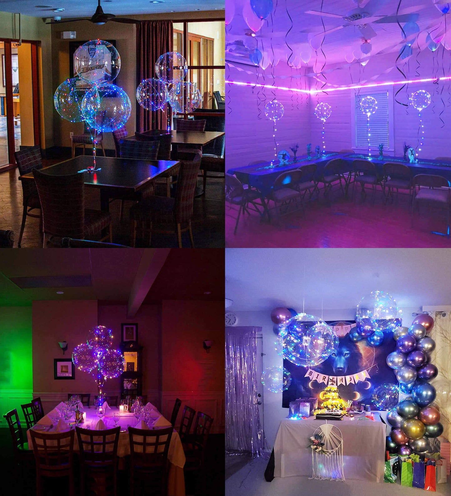 LED Balloons 10 Pack, Light Up Clear Glow Balloons 20 Inches with String Lights for Valentine's Day, Halloween, Christmas, Wedding & Birthday Parties
