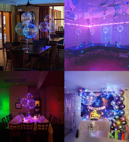 LED Balloons 10 Pack, Light Up Clear Glow Balloons 20 Inches with String Lights for Valentine's Day, Halloween, Christmas, Wedding & Birthday Parties