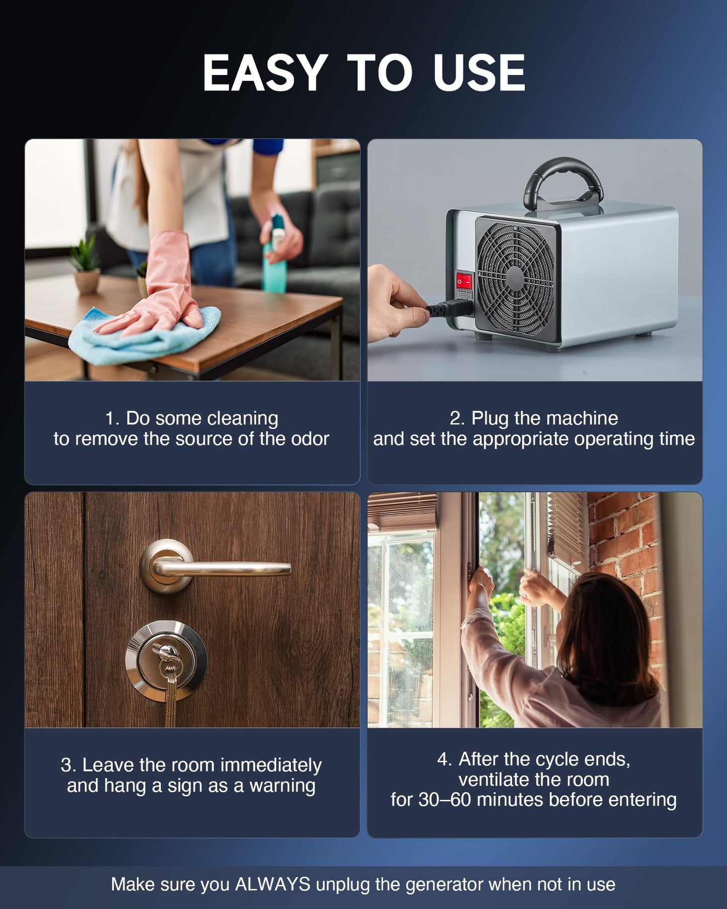 CREWORKS Ozone Odor Machine, Commercial Ozone Generator Air Purifier with Timer Display, 38000 mg/h Ozone Machine for Car Home Smoke Pet Odor Removal, High Capacity for 3200 sq ft Room, Silver