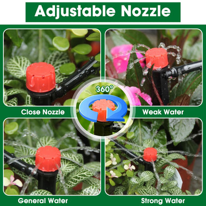 Flantor Drip Irrigation Kit, Drip Irrigation System for Garden with 1/4" Irrigation Tubing DIY Saving Water Automatic Watering System for Garden, Greenhouse, Flower Bed, Patio, Lawn