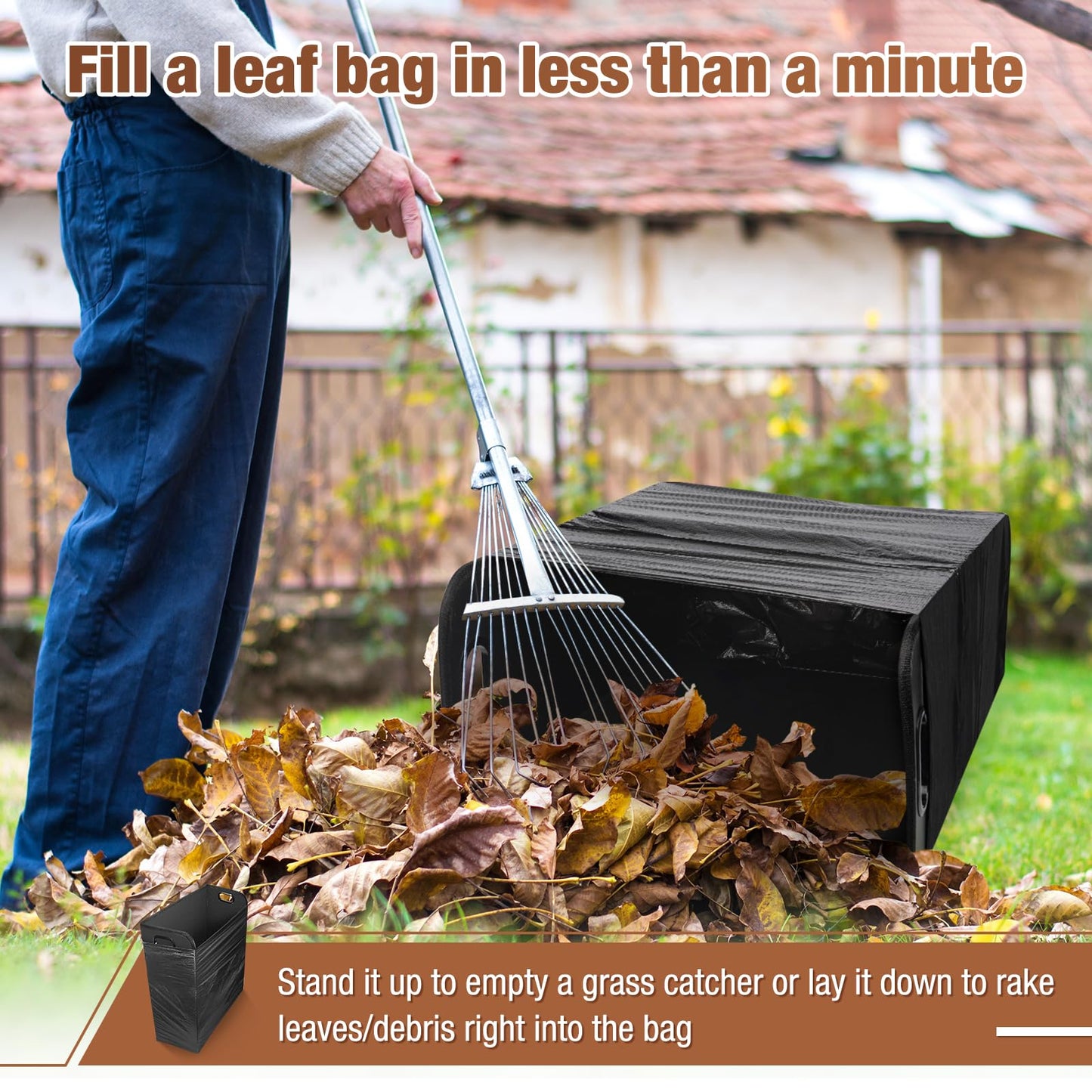 2 PCS Lawn Trash Bag Holder, Leaf Collector Holder Holds 30-42 Gallon Bags, Reuseable Garbage Frame for Camping, Yard Weeding, Lawn Party