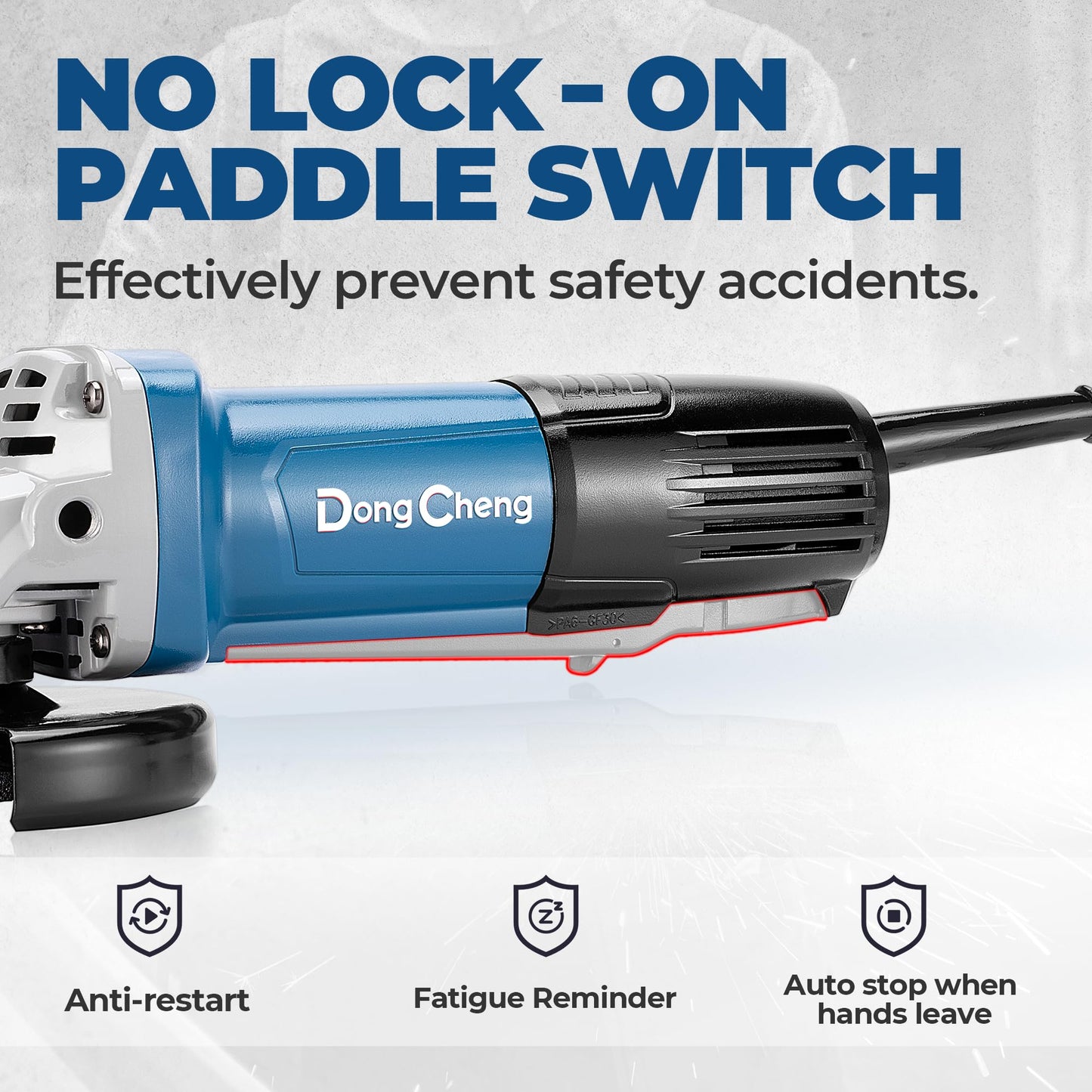 DongCheng Angle Grinder 4-1/2 inch 6.7-Amp Paddle Switch 11800RPM Power Electric Grinder Tools with Cutting & Grinding Wheels, Flap Discs, Auxiliary Handle for Metal & Rust Removal, Beginner-Friendly