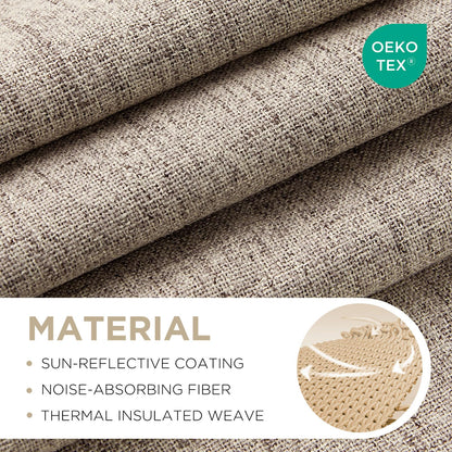 Joydeco Blackout Curtains for Bedroom - Natural Linen Curtains 52" W x 84" L (Pack of 2), Thermal Insulated 100% Blackout 2 Panels Linen Rod Pocket & Back Tabs Light Blocking Drapes for Living Room