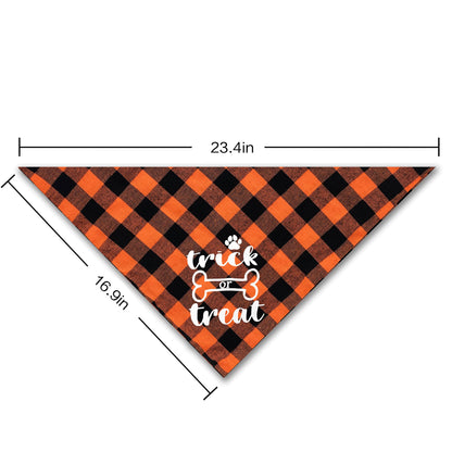 Halloween Dog Bandana, 2 Pack Holiday Cat Buffalo Halloween bib for Small Medium Large Dogs Pets Puppies (Small)