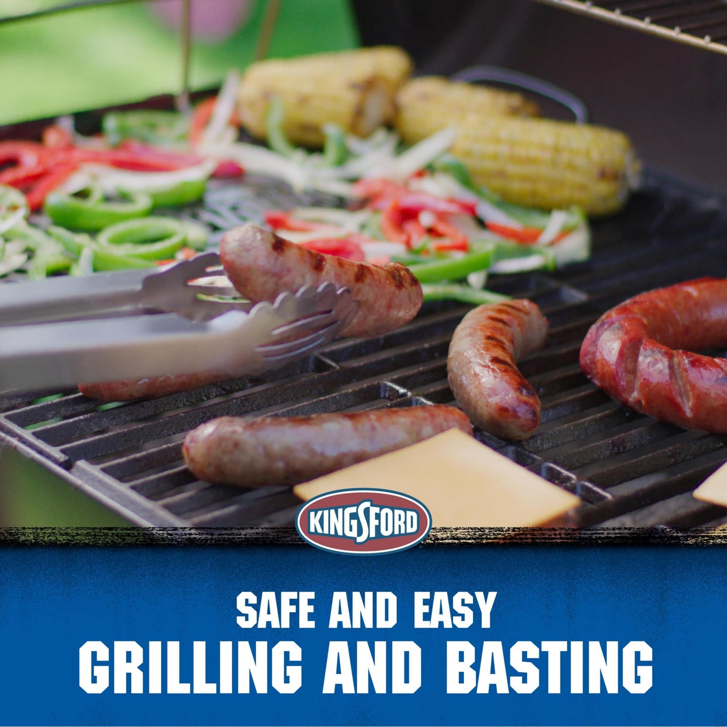 Kingsford Stainless Steel 3-Piece BBQ Tool Set | Tongs, Basting Brush, Spatula | Rust-Resistant Grilling Tools