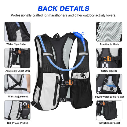 Hydration Pack,Water Backpack with 2L Water Bladder Perfect for Running Cycling Hiking Climbing Pouch