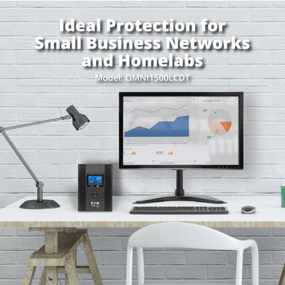 Eaton Tripp Lite series OMNI1500LCDT 1500VA UPS Battery Backup Computer Uninterruptible Power Supply Units & Surge Protector, 810W, 10 Outlets, AVR, LCD Screen, 3 Year Warranty & $250,000 Insurance