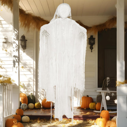 JOYIN 63” Halloween Hanging Ghost Decorations Outdoor, White Faceless Grim Reaper in White Horror Robe for Halloween Tree Yard Party Outside Hanging Decorations Party Supplies