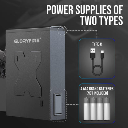 GLORYFIRE Gun Safe Biometric Pistol Safe, Mounted Nightstand Quick Access Handgun Safe and Gun Lock Box for Car, Truck, Desk, Bedside, Wall with Security Fingerprint, Key Access, PIN Code