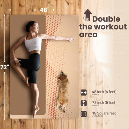 Large Yoga Mat (6'x4') – 1/4" & 1/2" Thick Exercise Mats for Home Workout, Extra Wide Workout Mats for Home Gym, Yoga, Pilates, Stretching, Floor & More