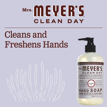 MRS. MEYER'S CLEAN DAY Hand Soap, Made with Essential Oils, Biodegradable Formula, Lavender, 12.5 fl. oz - Pack of 3