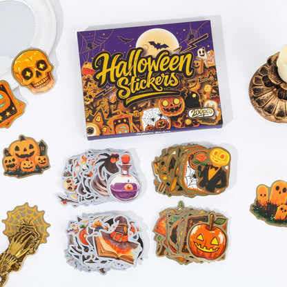 200 PCS Halloween Stickers, Pumpkin Sticker, Non-Repeating Vinyl Waterproof Holiday Party Stickers for Kids & Adults, Halloween Party Favors, Trick or Treat Crafts & Gifts