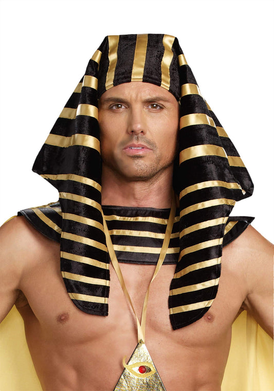Dreamgirl Adult Pharaoh Headpiece, Egyptian Halloween Costume Accessory for Men Standard